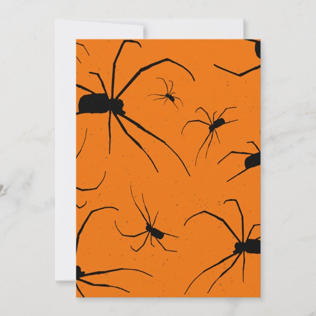 Cartes Pour Fêtes Annuelles Motif araignées Halloween orange, araignée noire (Devant)