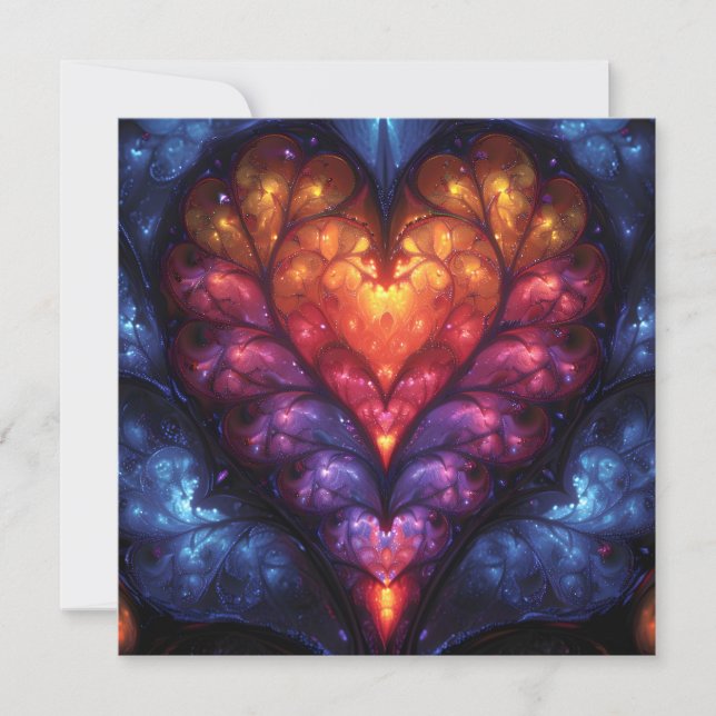 Cartes Pour Fêtes Annuelles Motif cardiaque fractal (Devant)