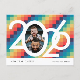 Cartes Pour Fêtes Annuelles Motif carré rétro 2024 photo du Nouvel An