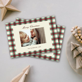 Cartes Pour Fêtes Annuelles Motif carreaux classique Joyeux Noël Photo de scri