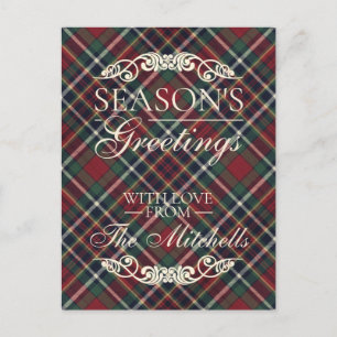 Cartes Pour Fêtes Annuelles Motif carreaux rouge foncé vert bleu classique