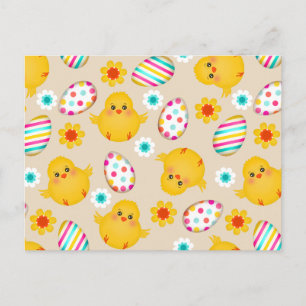 Cartes Pour Fêtes Annuelles Motif coloré OEufs de Pâques et poussins