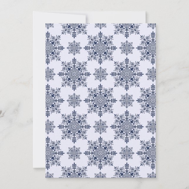 Cartes Pour Fêtes Annuelles Motif Damas de flocon bleu (Devant)