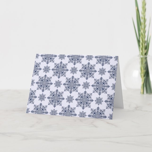 Cartes Pour Fêtes Annuelles Motif Damas de flocon bleu (Devant)