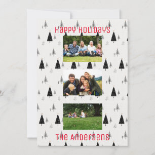 Cartes Pour Fêtes Annuelles Motif d'arbre de Noël noir et blanc moderne
