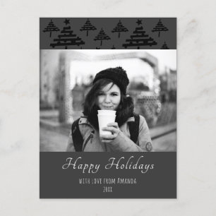 Cartes Pour Fêtes Annuelles Motif d'arbre de Noël Photo noir et blanc