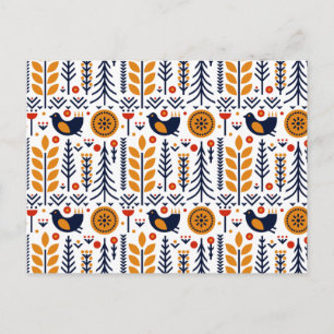 Cartes Pour Fêtes Annuelles Motif d'art populaire aux oiseaux d'automne