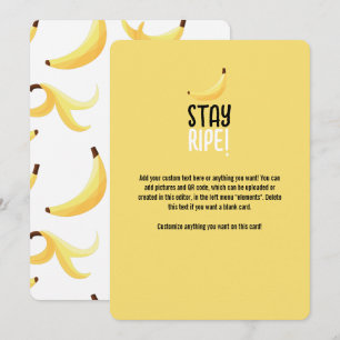 Cartes Pour Fêtes Annuelles Motif de banane jaune rétro drôle, partie modifiab