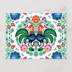 Cartes Pour Fêtes Annuelles Motif de coq polonais carré