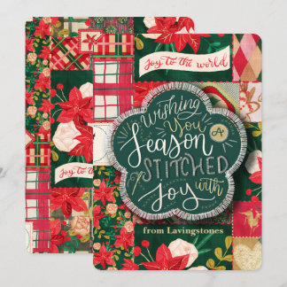 Cartes Pour Fêtes Annuelles Motif de Courtepointe de Noël & Broderie de Lettre