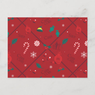 Cartes Pour Fêtes Annuelles Motif de damier de bonbons elfes
