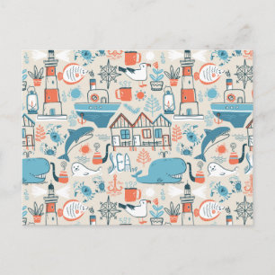 Cartes Pour Fêtes Annuelles Motif de doodle mignon de la mer du Nord