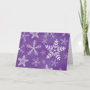 Cartes Pour Fêtes Annuelles Motif de flocon de neige violet et blanc