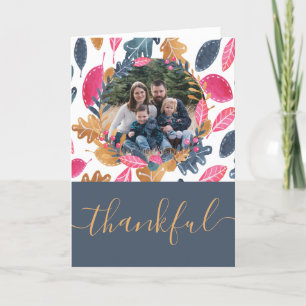 Cartes Pour Fêtes Annuelles Motif de la feuille de bois Thanksgiving Photo