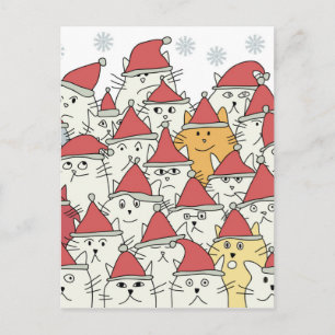 Cartes Pour Fêtes Annuelles Motif de Noël avec beaucoup de chats drôles