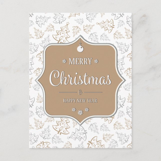 Cartes Pour Fêtes Annuelles Motif de Noël Brown et argenté (Devant)