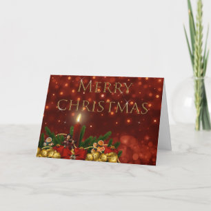 Cartes Pour Fêtes Annuelles Motif de Noël classique couleur rouge vert or