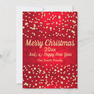 Cartes Pour Fêtes Annuelles Motif de Noël Confetti rouge et or