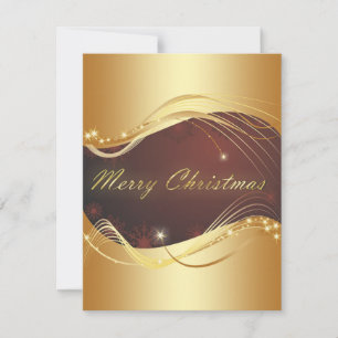 Cartes Pour Fêtes Annuelles Motif de Noël doré avec arrière - plan rouge