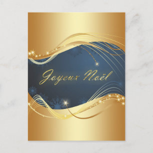 Cartes Pour Fêtes Annuelles Motif de Noël or avec fond bleu