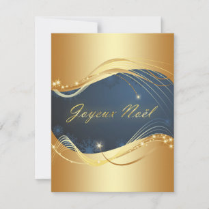 Cartes Pour Fêtes Annuelles Motif de Noël or avec fond bleu