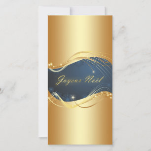Cartes Pour Fêtes Annuelles Motif de Noël or avec fond bleu