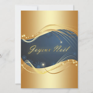 Cartes Pour Fêtes Annuelles Motif de Noël or avec fond bleu