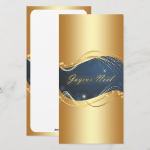 Cartes Pour Fêtes Annuelles Motif de Noël or avec fond bleu