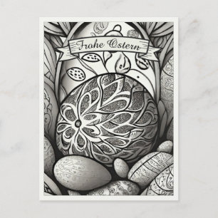 Cartes Pour Fêtes Annuelles Motif de Pâques monochrome Cartoon avec œufs de Pâ