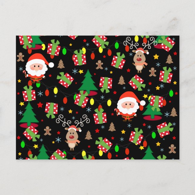 Cartes Pour Fêtes Annuelles Motif de Père Noël et de Rudolph (Devant)