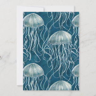 Cartes Pour Fêtes Annuelles Motif de poisson marine bleu et blanc gelée