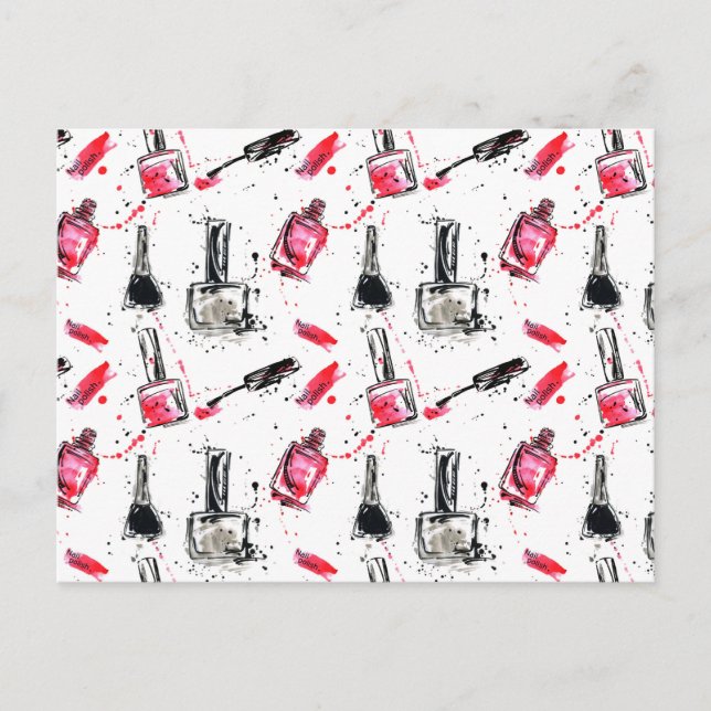 Cartes Pour Fêtes Annuelles Motif de vernis à ongles d'aquarelle (Devant)
