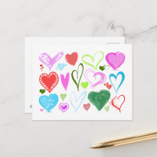 Cartes Pour Fêtes Annuelles Motif Des Coeurs, Coeurs Colorés, Motif Des Coeurs