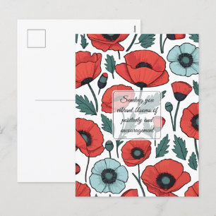 Cartes Pour Fêtes Annuelles Motif d'illustration des fleurs de coquelicots rou