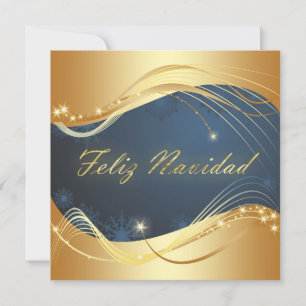 Cartes Pour Fêtes Annuelles Motif doré de Noël avec fond bleu