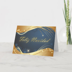 Cartes Pour Fêtes Annuelles Motif doré de Noël avec fond bleu