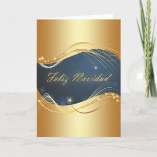 Cartes Pour Fêtes Annuelles Motif doré de Noël avec fond bleu