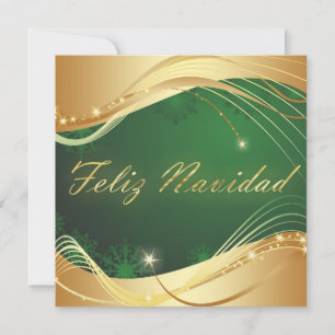 Cartes Pour Fêtes Annuelles Motif doré de Noël avec fond vert