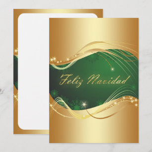 Cartes Pour Fêtes Annuelles Motif doré de Noël avec fond vert