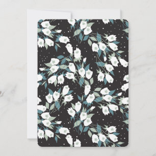 Cartes Pour Fêtes Annuelles Motif élégant de fleurs de tulipes sur fond noir