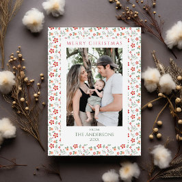 Cartes Pour Fêtes Annuelles Motif floral deux photo Joyeux Noël