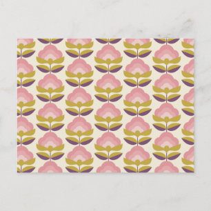 Cartes Pour Fêtes Annuelles Motif floral rose et violet rétro