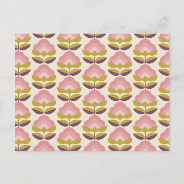 Cartes Pour Fêtes Annuelles Motif floral rose et violet rétro (Devant)