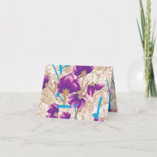 Cartes Pour Fêtes Annuelles Motif floral vif avec violet et bleu f