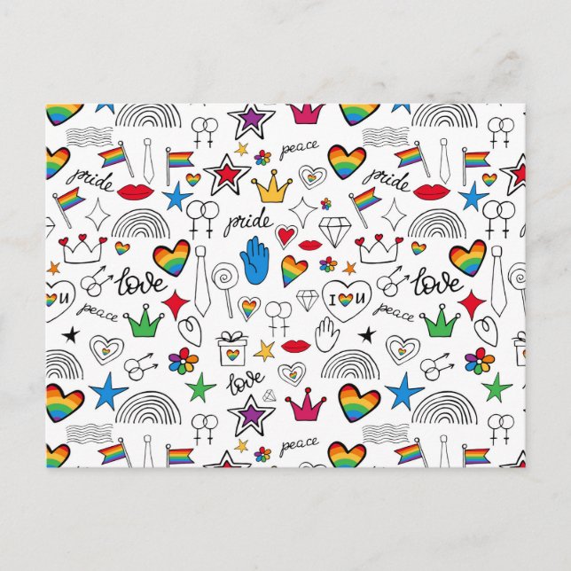 Cartes Pour Fêtes Annuelles Motif Gay pride Doodle (Devant)