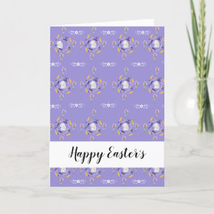 Cartes Pour Fêtes Annuelles Motif Gris lapins, carottes et fleurs