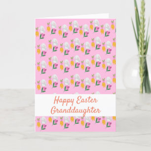 Cartes Pour Fêtes Annuelles Motif lapins, carottes et tulipes pourpres