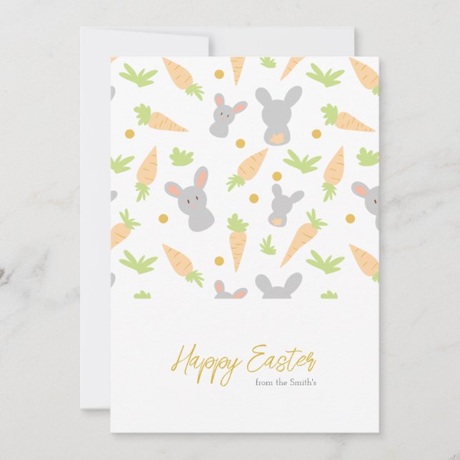 Cartes Pour Fêtes Annuelles Motif moderne de la carotte de lapin Joyeux Pâques (Devant)