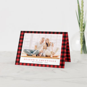 Cartes Pour Fêtes Annuelles Motif moderne de Tartan noir rouge Noël