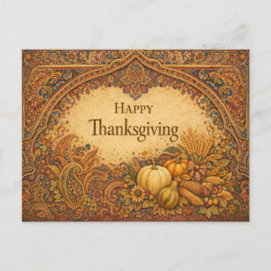 Cartes Pour Fêtes Annuelles Motif Paisley de Thanksgiving aux tons de joailler